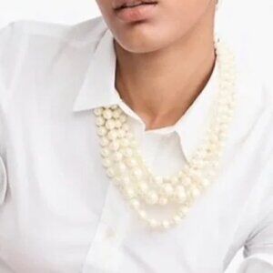 J. Crew Twisted Hammock Five-Strand Graduated Size White Pearl Necklace Dust Bag